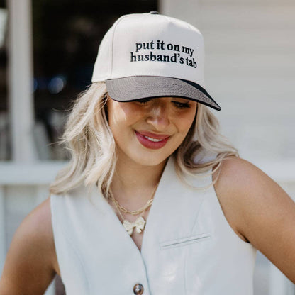 Put It On My Husband's Tab Mother's Day Two-Toned Vintage Hat