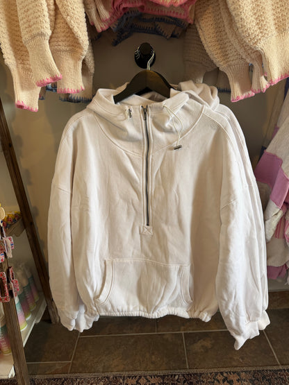 Elastic Waist Quarter Zip Hoodie