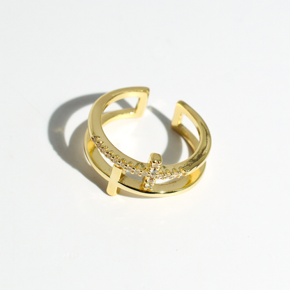 Double Cross Ring Gold