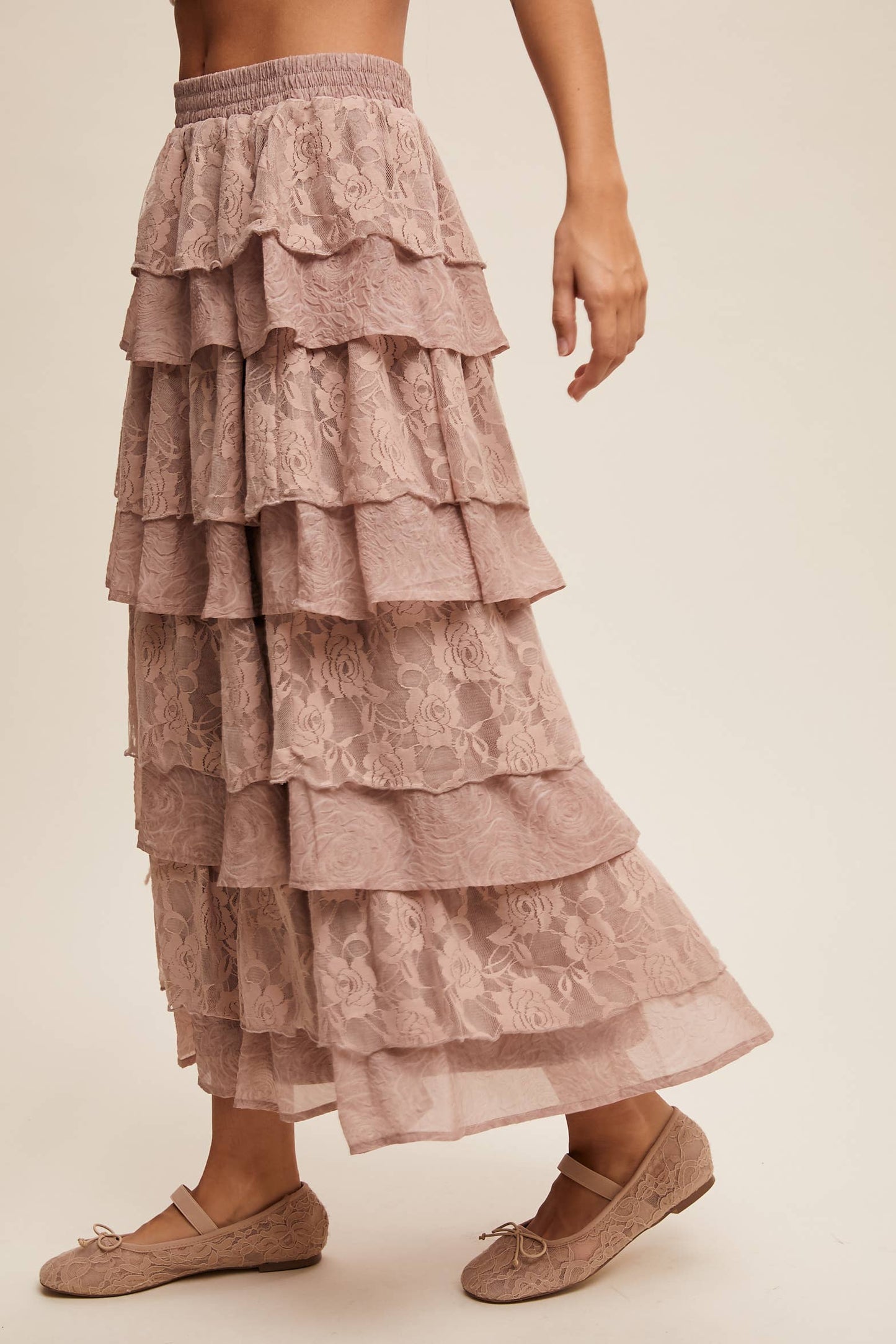 Lace Tiered Maxi Skirt
