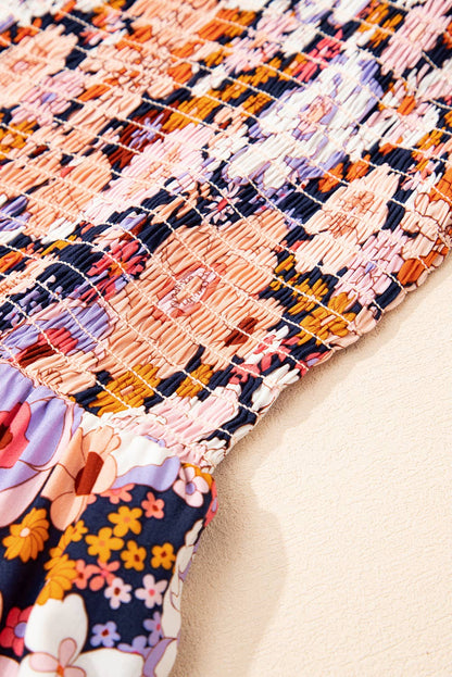 Roxane | Floral Smocked High Waist Square Neck Jumpsuit
