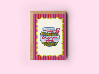 Olive You More Valentine's Day Love Romance Greeting Card