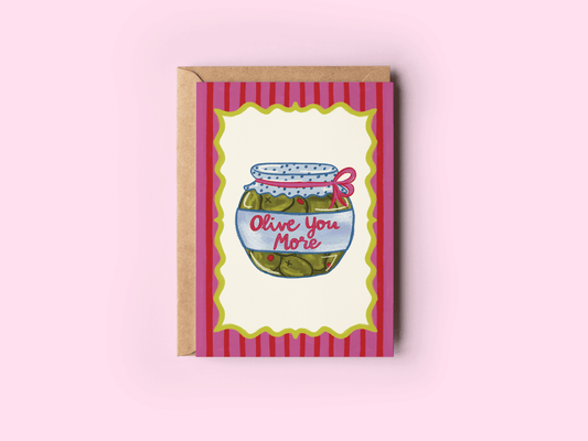 Olive You More Valentine's Day Love Romance Greeting Card