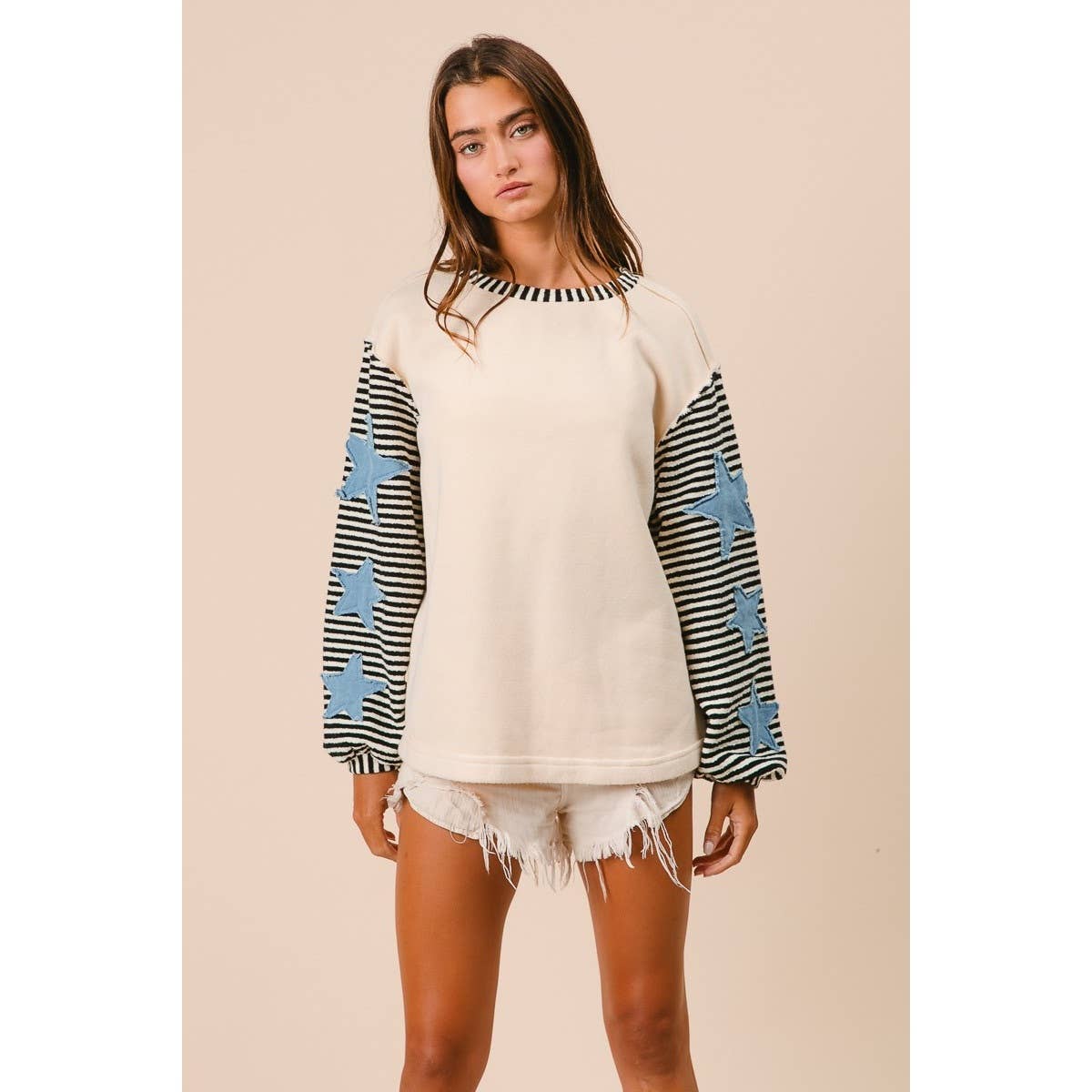 STRIPE MIXED PATCHED TOP
