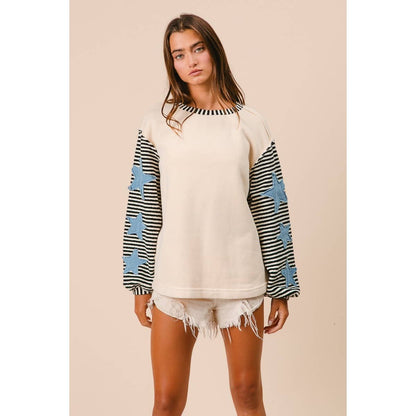 STRIPE MIXED PATCHED TOP