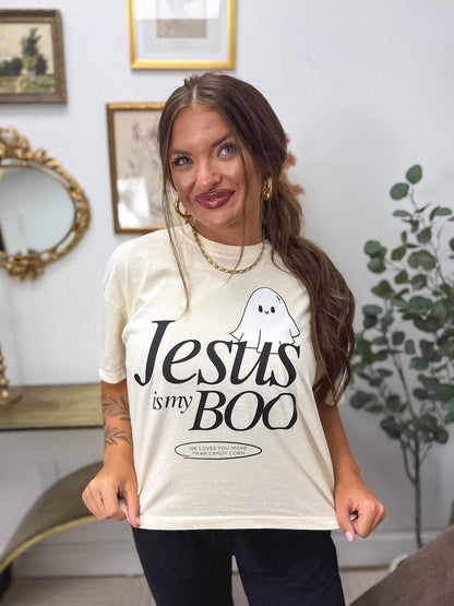 Jesus is my Boo Boxy Graphic Tee on Ivory
