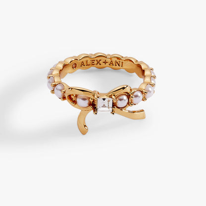 Bow Pearl Coquette Ring: Gold