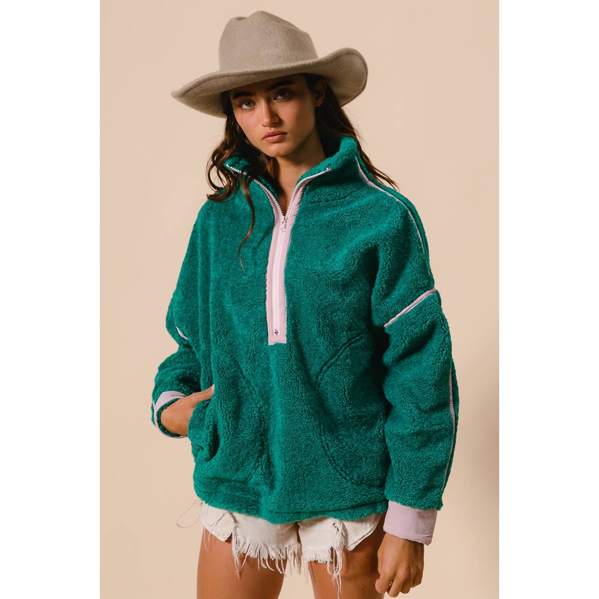 HALF ZIP UP SHERPA JACKET