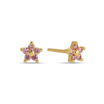 Delicate Flower Studs on Velvet Tag: Clear