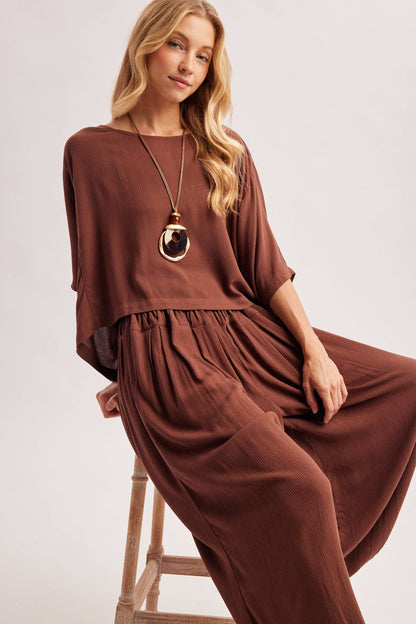 BOHO OVERSIZED DOLMAN TOP AND BALLOON LEG PANTS SET