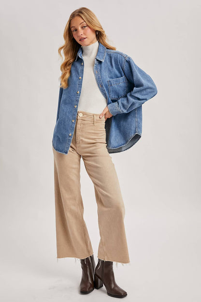 DENIM BUTTON DOWN OVERSIZED SHIRTS