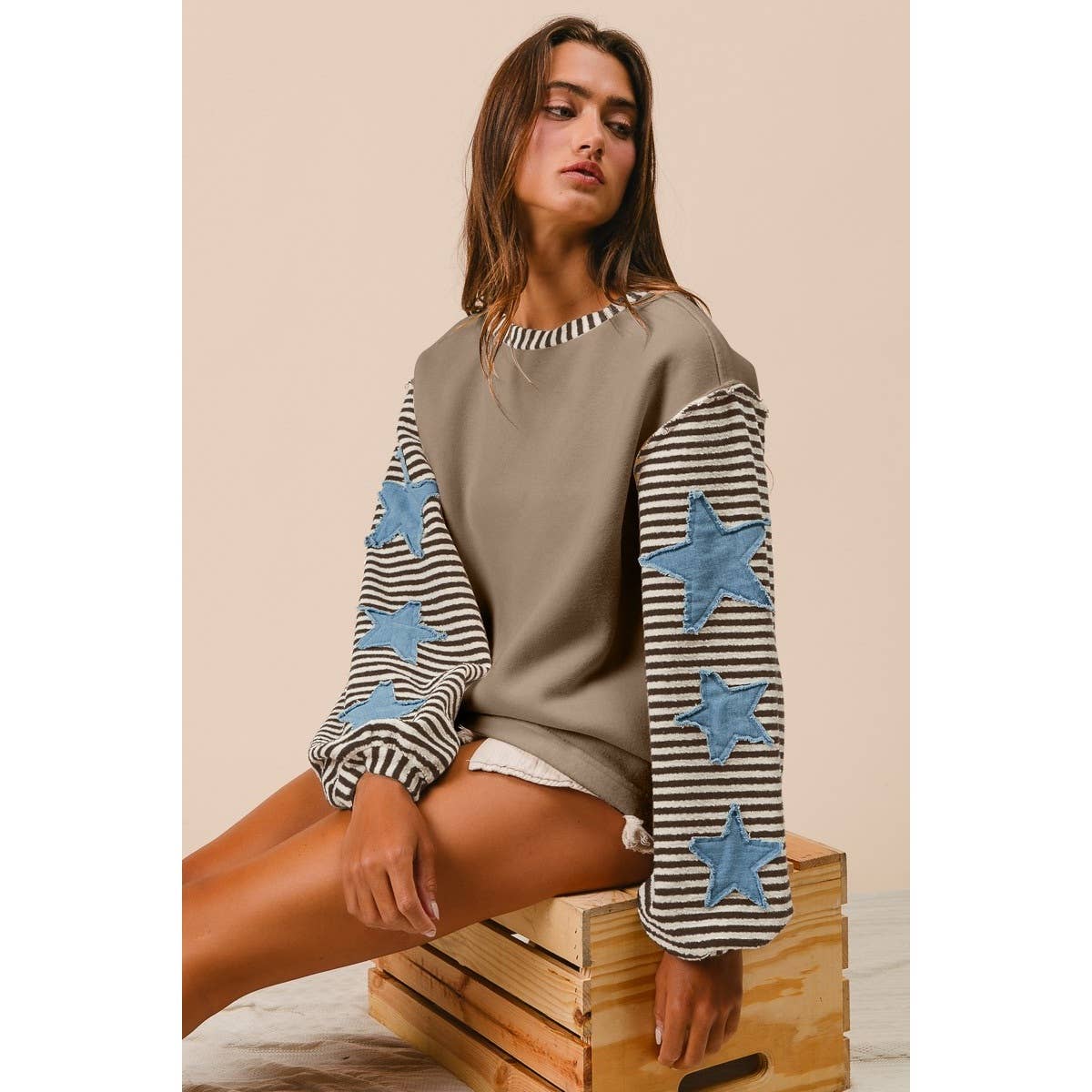 STRIPE MIXED PATCHED TOP