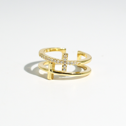 Double Cross Ring Gold