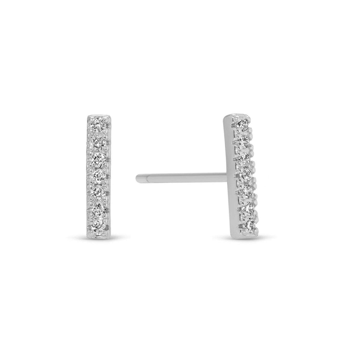 Pavé Bar Studs On Velvet Gift Tag: Gold