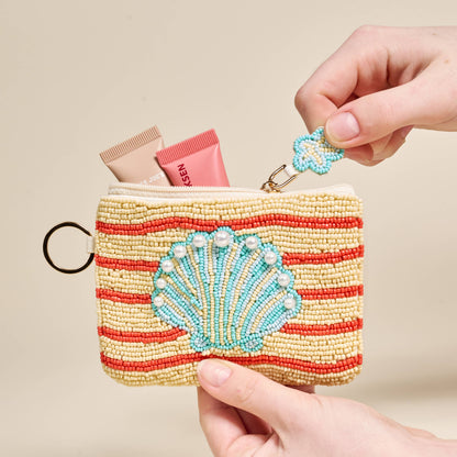 Handcrafted Beaded Pouch–Seashell