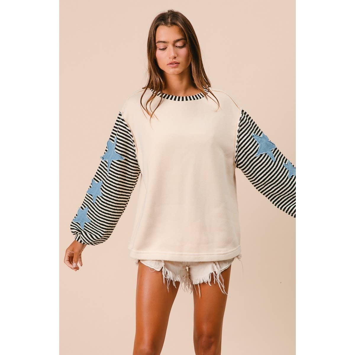 STRIPE MIXED PATCHED TOP