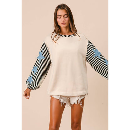 STRIPE MIXED PATCHED TOP