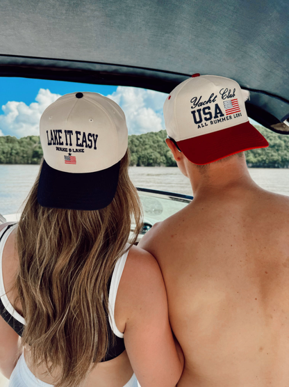 Lake It Easy - Navy Vintage Trucker Hat