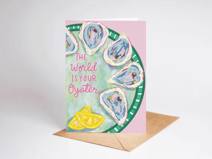 The World Is Your Oyster Beach Coastal Greeting Card