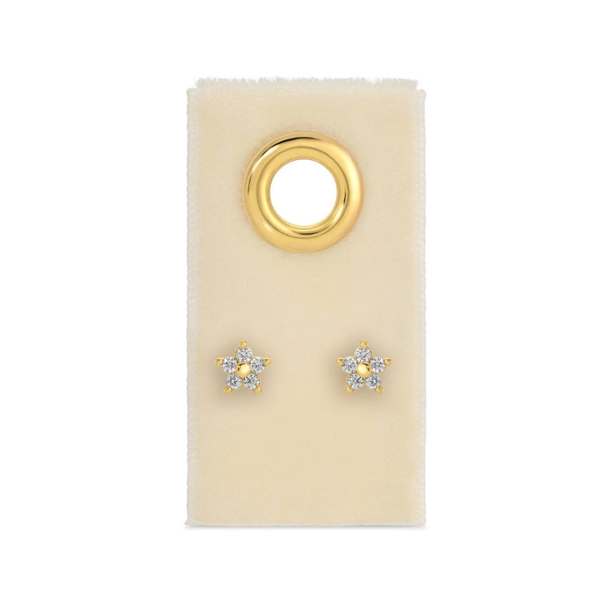 Delicate Flower Studs on Velvet Tag: Clear