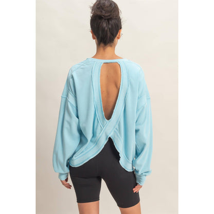 Oversized Cross Detail Open Back Sweatshirt
