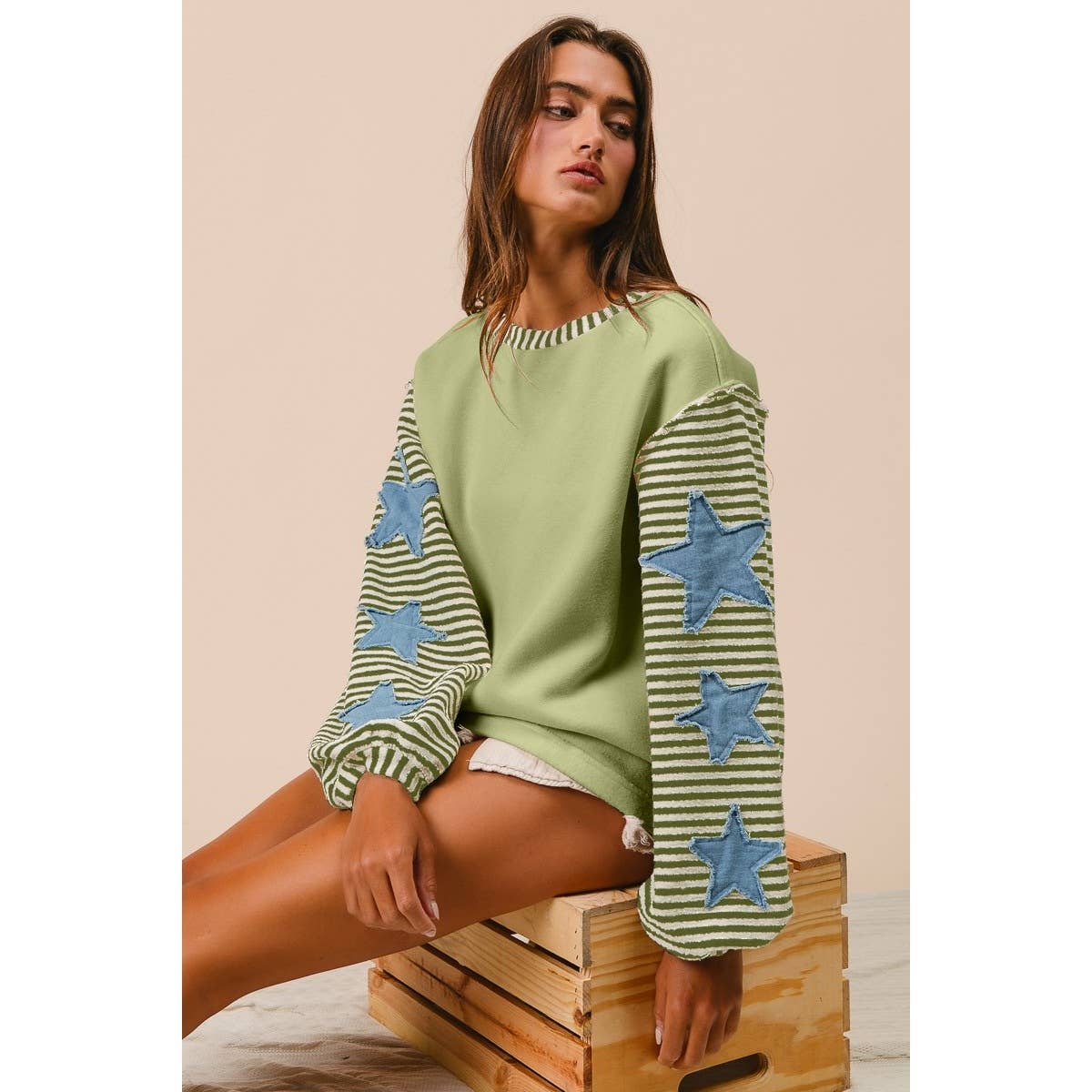 STRIPE MIXED PATCHED TOP