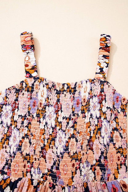 Roxane | Floral Smocked High Waist Square Neck Jumpsuit