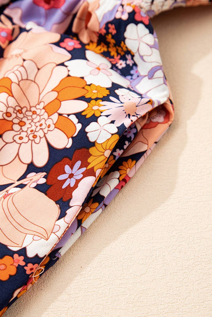 Roxane | Floral Smocked High Waist Square Neck Jumpsuit