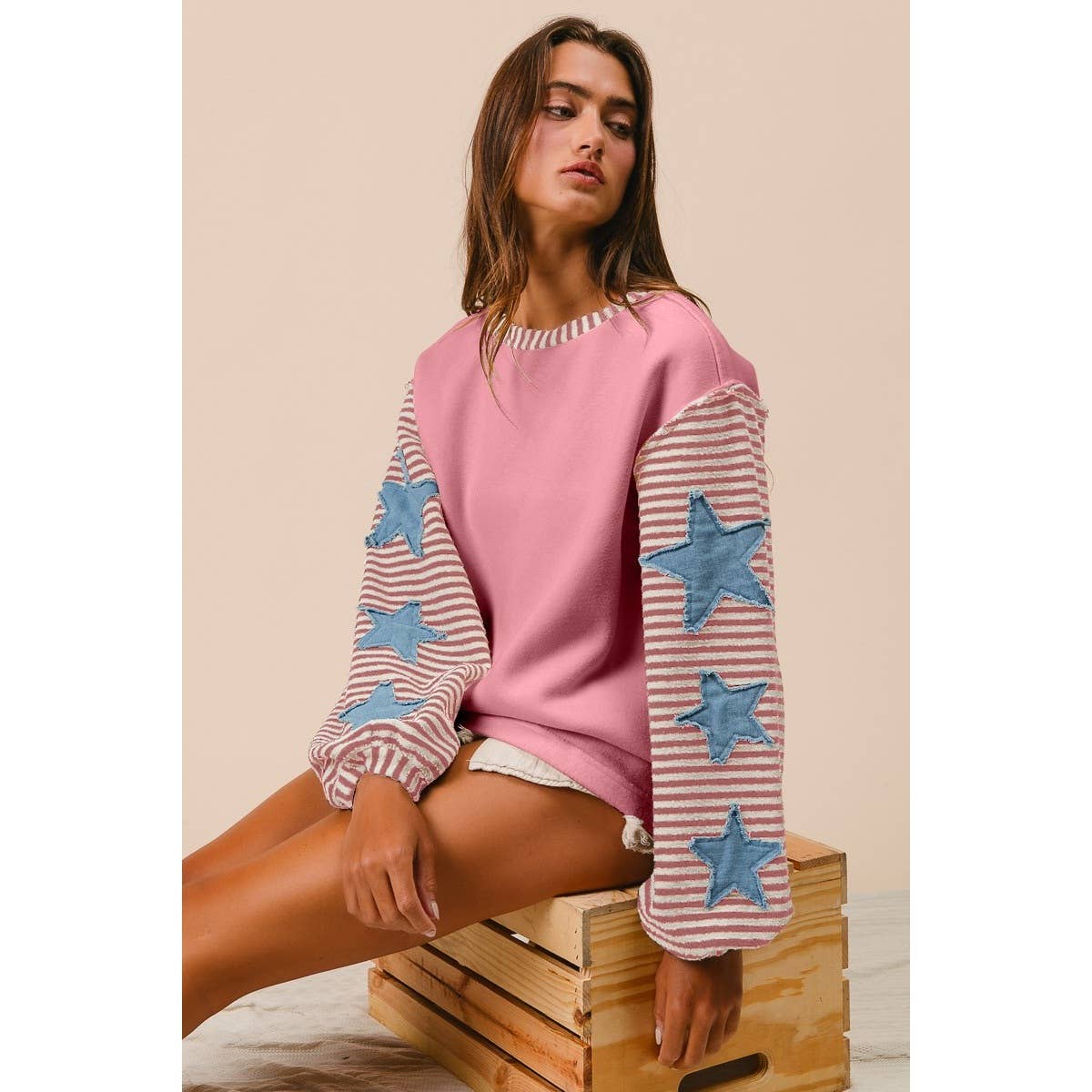 STRIPE MIXED PATCHED TOP