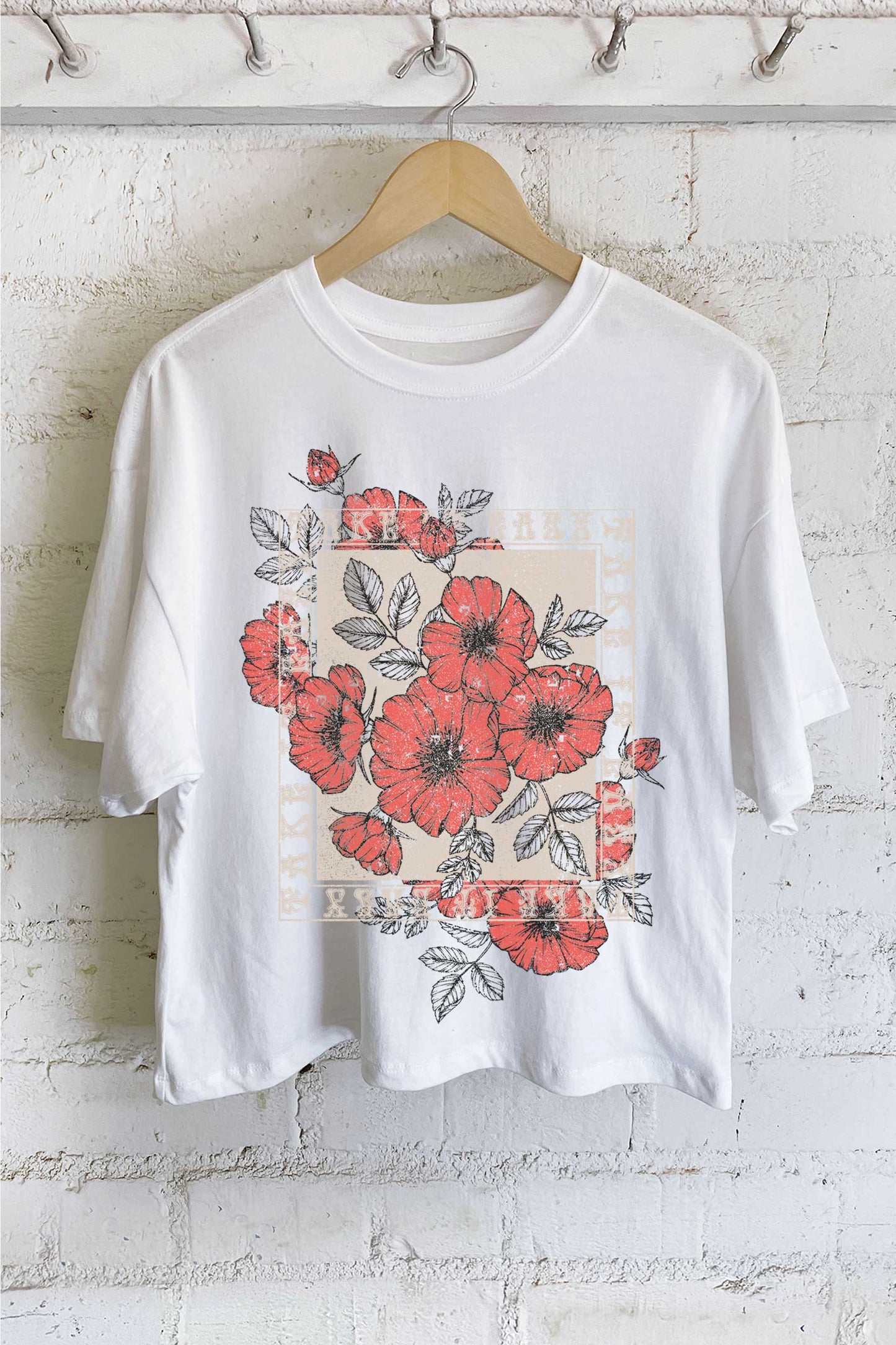 TAKE IT EASY VINTAGE FLOWER GRAPHIC LONG CROP TOP