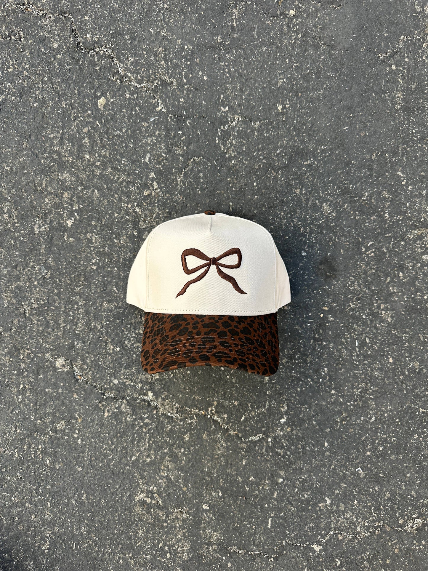 Leopard 3D puff Bow hat 