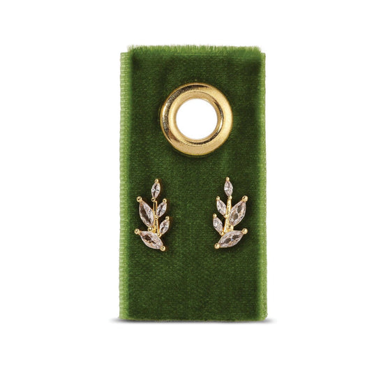 Leaf Studs On Velvet Gift Tag
