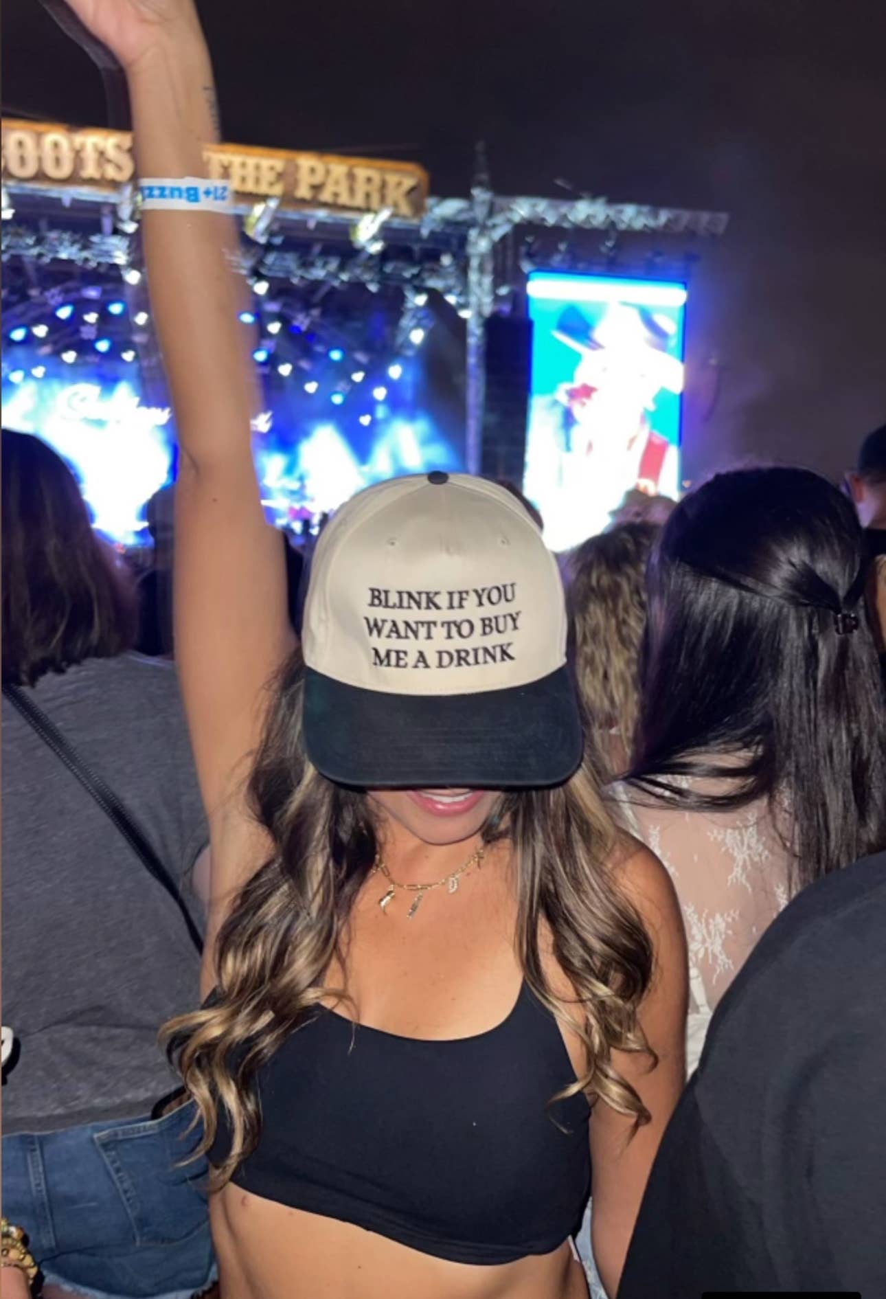 Blink if you want to buy me a drink hat