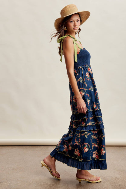 Floral Smocked Tiered Maxi Dress
