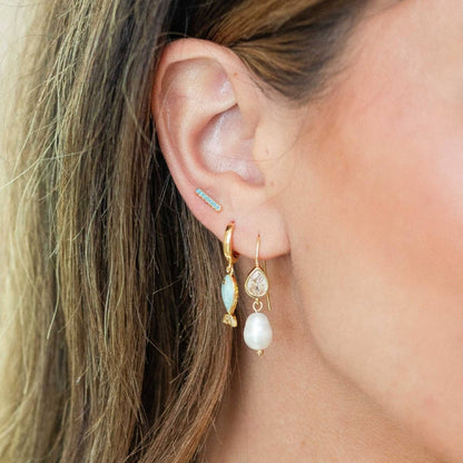 Light Blue Pavé Bar Studs