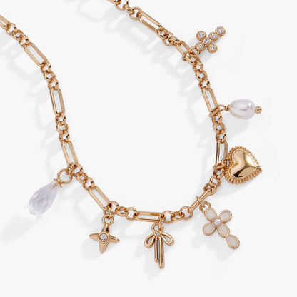 Coquette Christian Charm Necklace: Gold