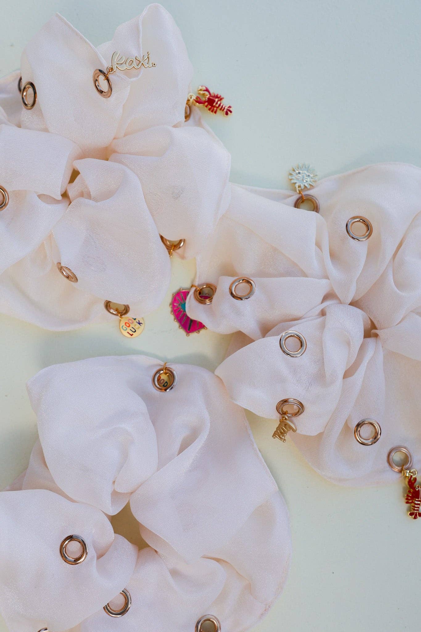 GROMMET JUMBO SCRUNCHIE: WITH CHARMS