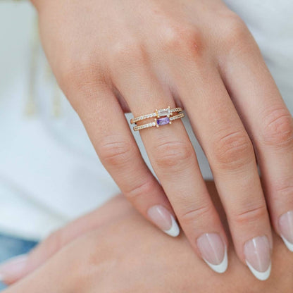 Just A Touch Of Color Pavé Adjustable Ring