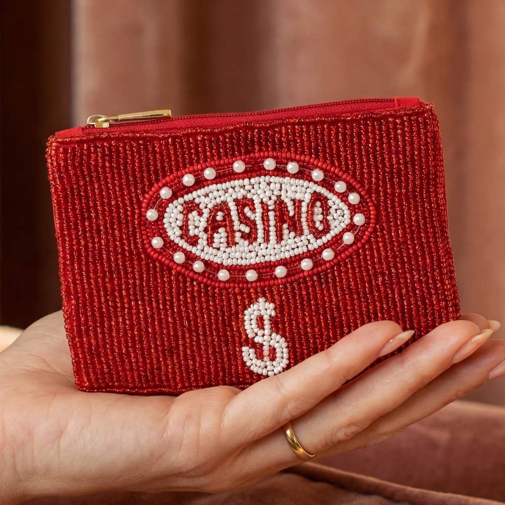 Casino Money Seed Beaded Coin Purse: MULTI