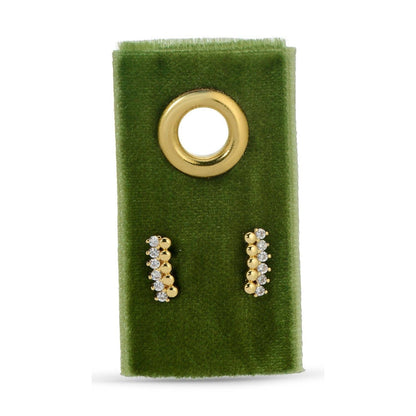 Delicate Dots & Cz Studs On Velvet Gift Tag