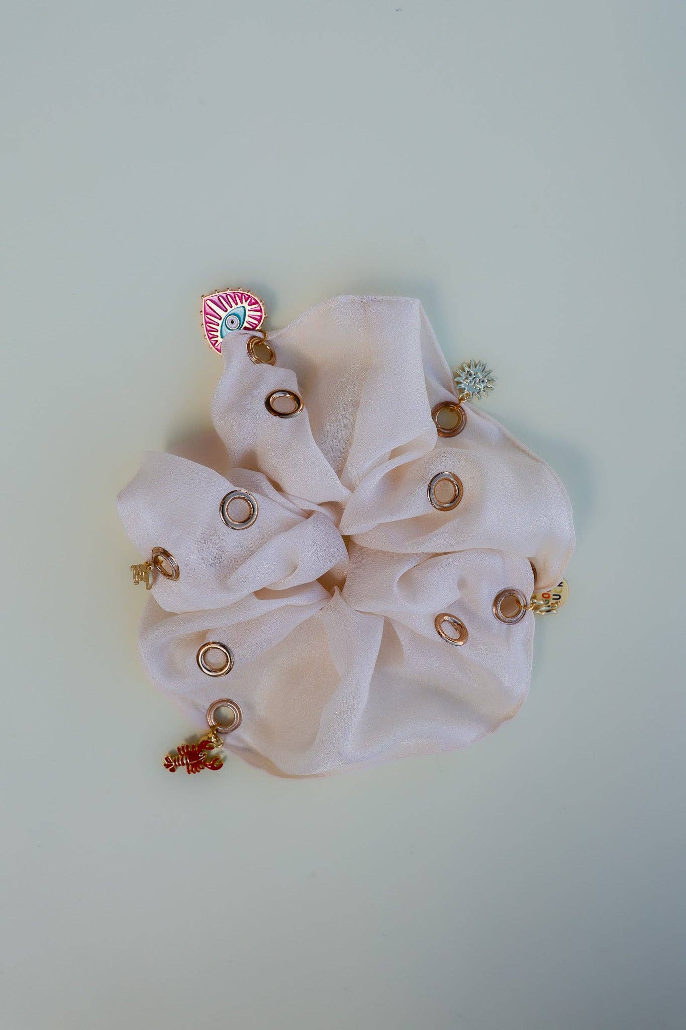 GROMMET JUMBO SCRUNCHIE: WITH CHARMS