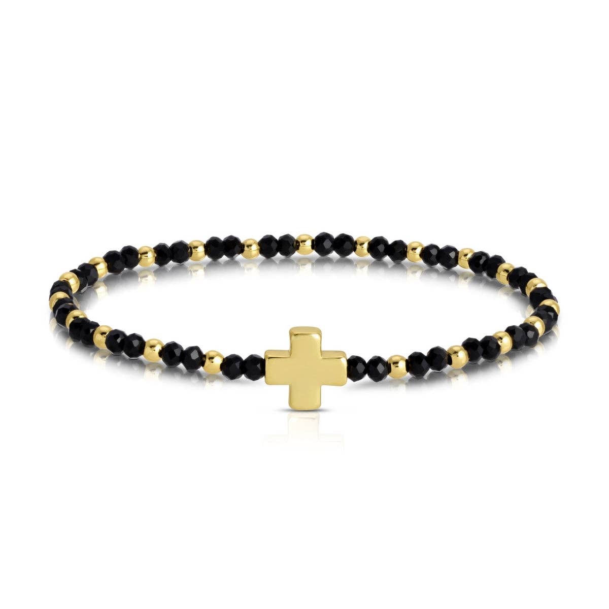 Assorted Crystal Stretch Bracelets w/ Single Balanced Cross