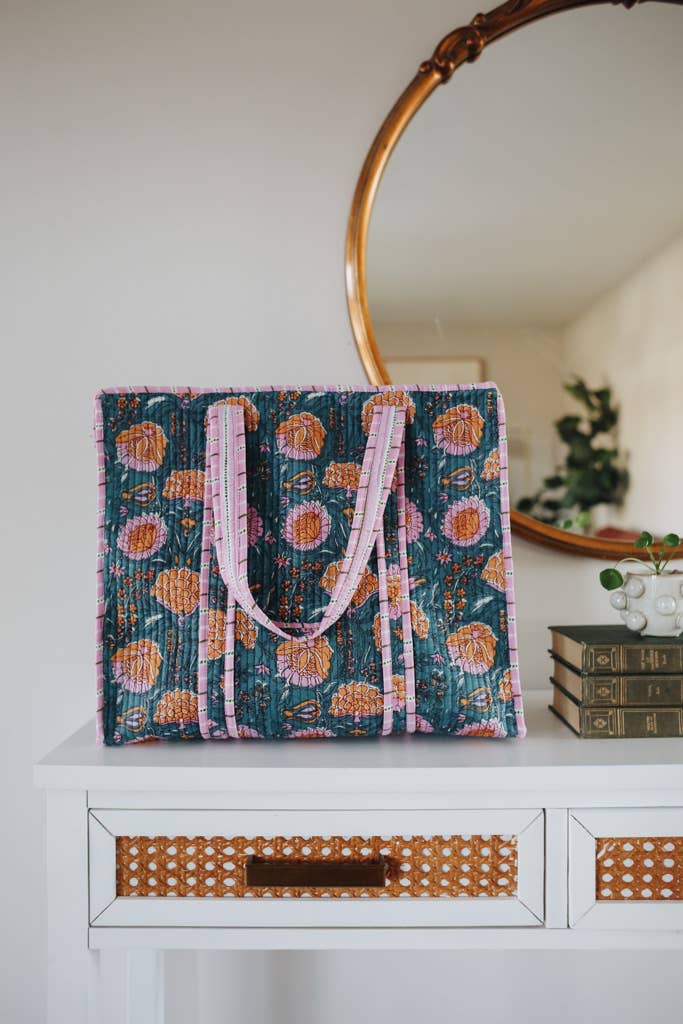 Flower Garden Quilted Market Bag