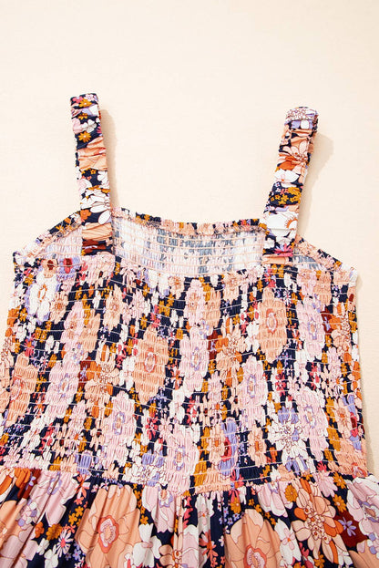 Roxane | Floral Smocked High Waist Square Neck Jumpsuit